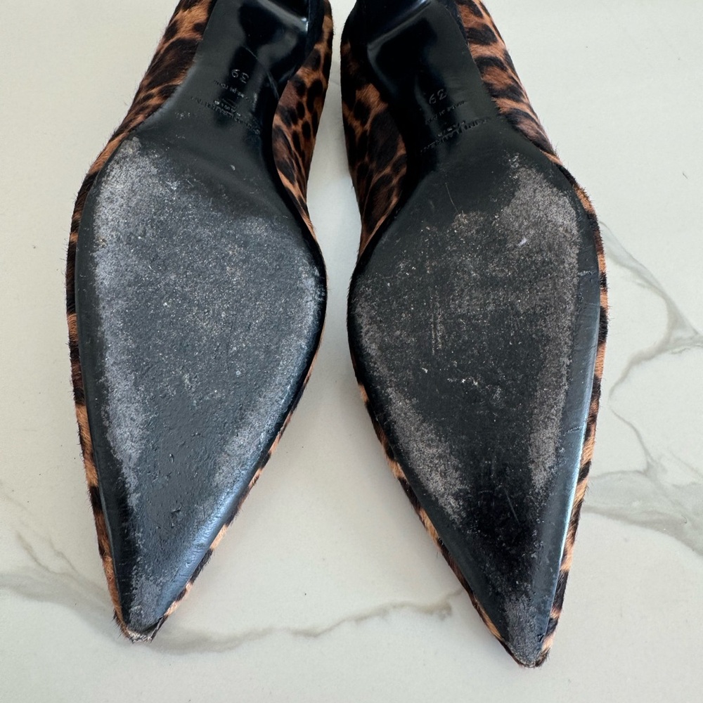 Saint Laurent Brown and Black Leopard Print Heels - Picture 8 of 14